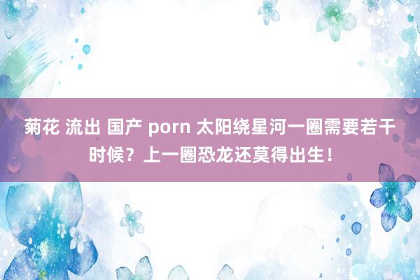 菊花 流出 国产 porn 太阳绕星河一圈需要若干时候？上一圈恐龙还莫得出生！