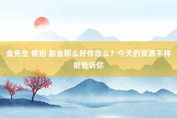 金先生 偷拍 副业那么好作念么？今天的资源不祥能告诉你