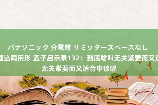 パナソニック 分電盤 リミッタースペースなし 露出・半埋込両用形 孟子启示录132：到底啥叫无关紧要而又适合中谈呢