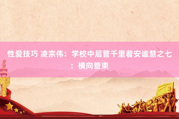 性爱技巧 凌宗伟：学校中层管千里着安谧慧之七：横向管束