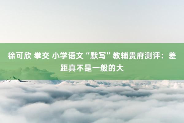 徐可欣 拳交 小学语文“默写”教辅贵府测评：差距真不是一般的大
